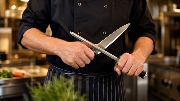 Este es el truco casero que usan los chefs profesionales para tener los cuchillos siempre afilados. Foto: IA