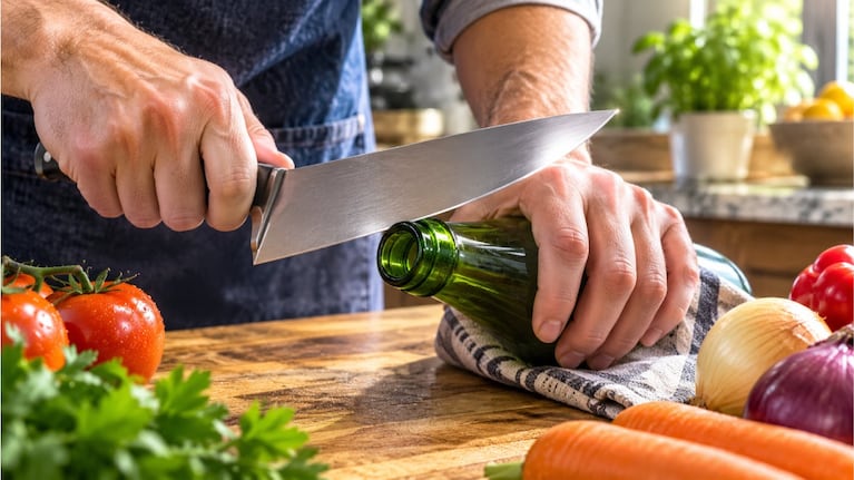 Este es el truco casero que usan los chefs profesionales para tener los cuchillos siempre afilados. Foto: IA