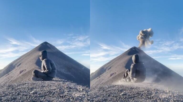 Este hombre captura el preciso momento en que un volcán entra en erupción mientras se grababa meditando