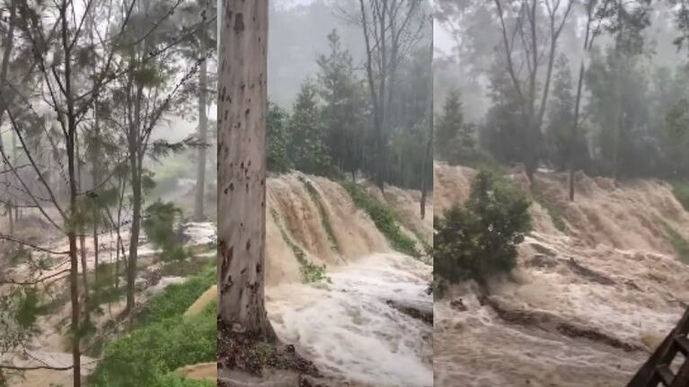 Este hombre descubre que tiene sus propias cataratas en el jardín de su propiedad tras una semana de lluvias