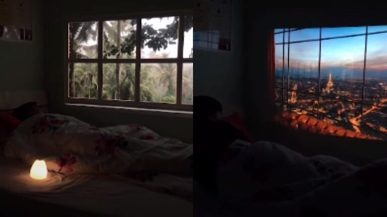 Este hombre recrea una ventana falsa con vistas increíbles en la pared de su casa