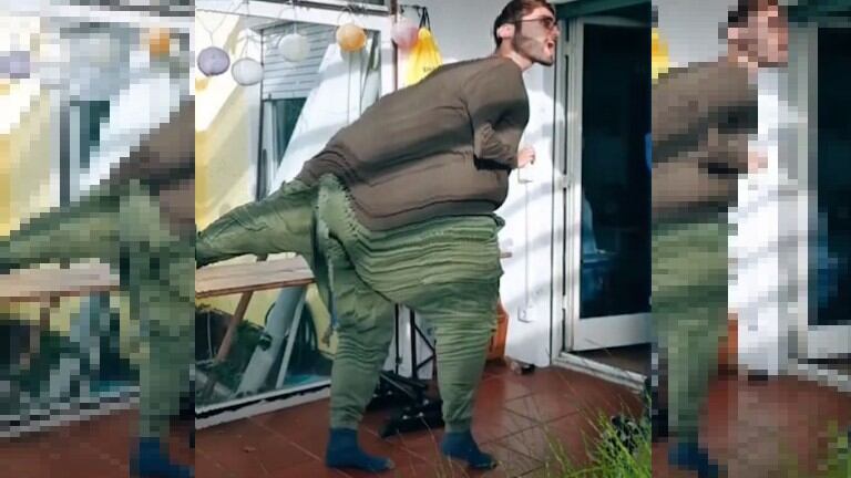 Este hombre se transforma en dinosaurio utilizando el popular filtro del escaneo de TikTok