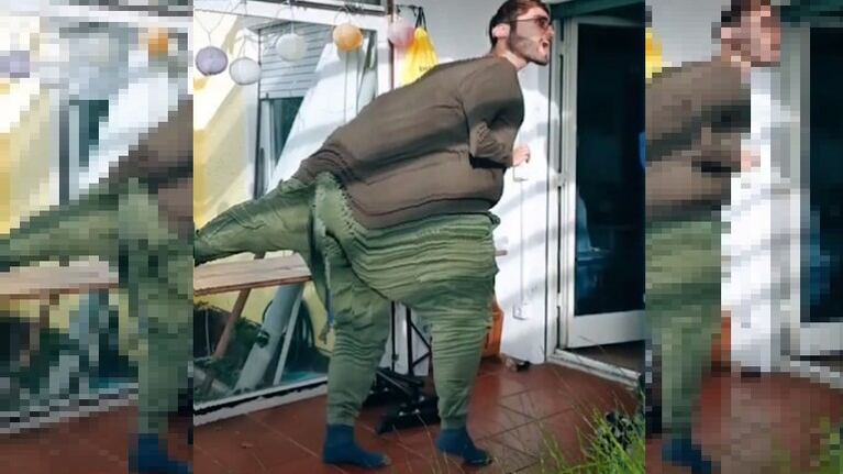 Este hombre se transforma en dinosaurio utilizando el popular filtro del escaneo de TikTok