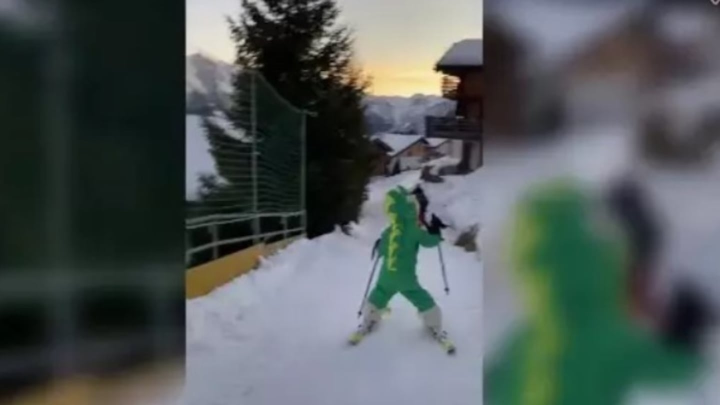Este matrimonio grabó la divertida caída de su hijo mientras esquiaba en Suiza
