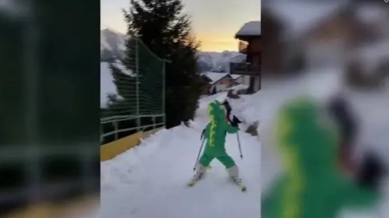 Este matrimonio grabó la divertida caída de su hijo mientras esquiaba en Suiza