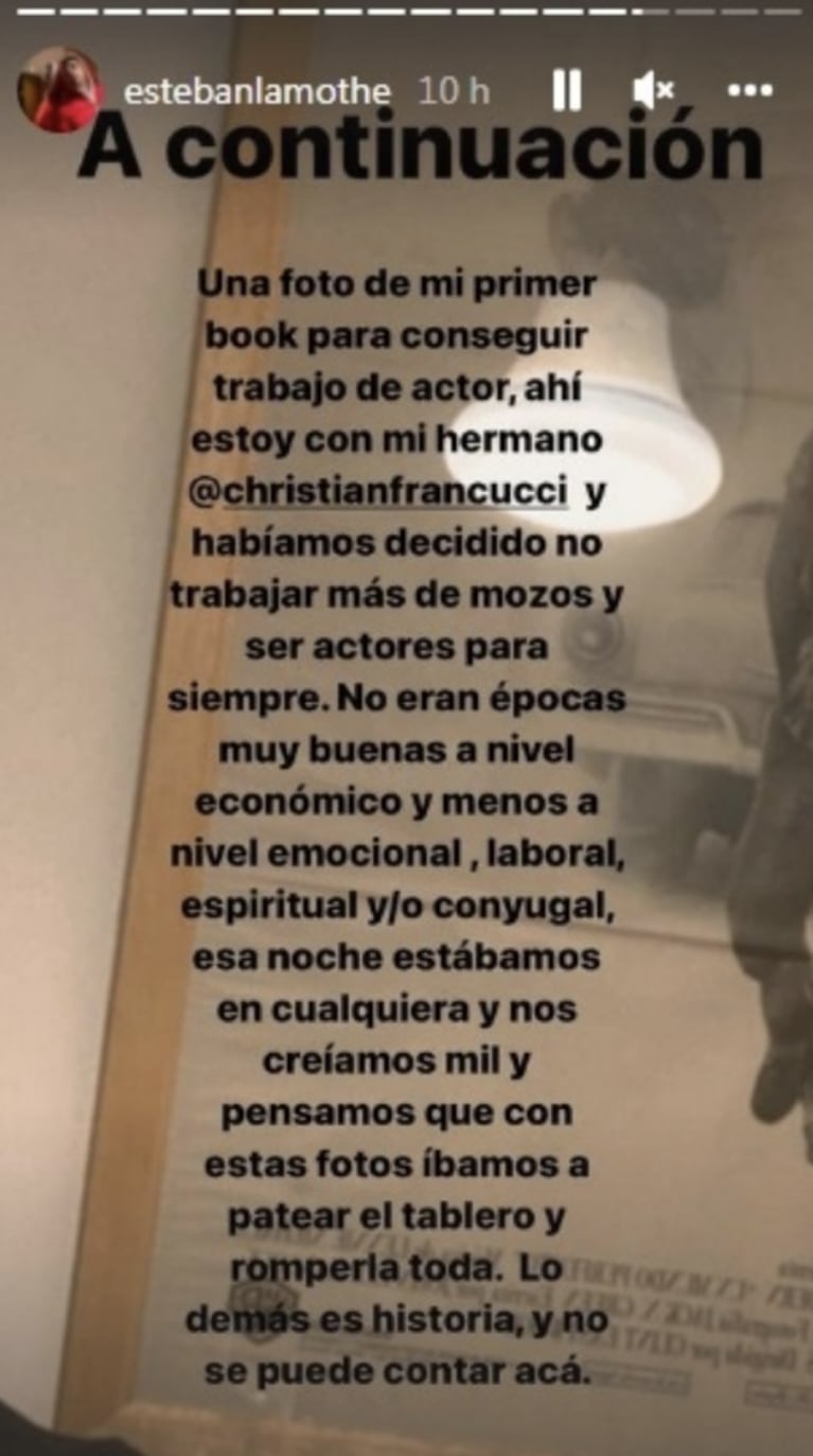Esteban Lamothe mostró el primer book que hizo de joven y reconoció: "Nunca nos llamaron"