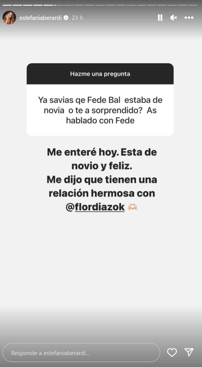Estefanía Berardi habló con Fede Bal sobre su nueva novia Flor Díaz y fue contundente