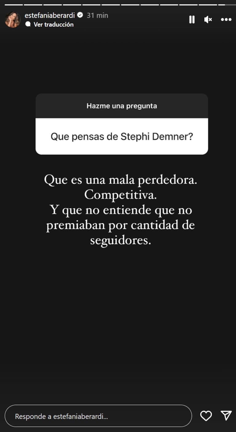 Estefanía Berardi liquidó a Stephanie Demner por apuntar contra Angie Landaburu tras ganarse un Martín Fierro