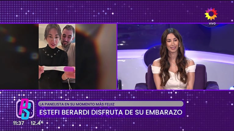 Estefi Berardi en su visita a Puro Show, habló de su embarazo (Foto: captura de eltrece).