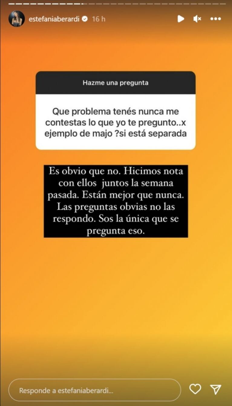 Estefi Berardi, picante con una seguidora que le hizo un fuerte reproche