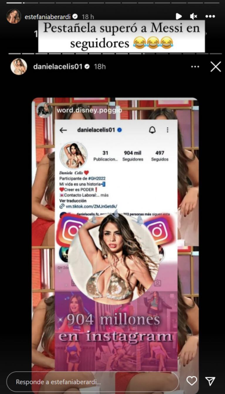 Estefi Berardi reaccionó con ironía ante un error de Daniela de Gran Hermano: "Superó a Messi"