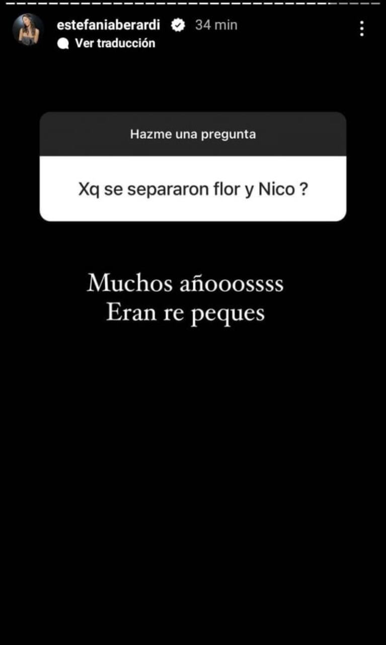 Estefi Berardi reveló los motivos de la separación de Flor Vigna y Nico Occhiato