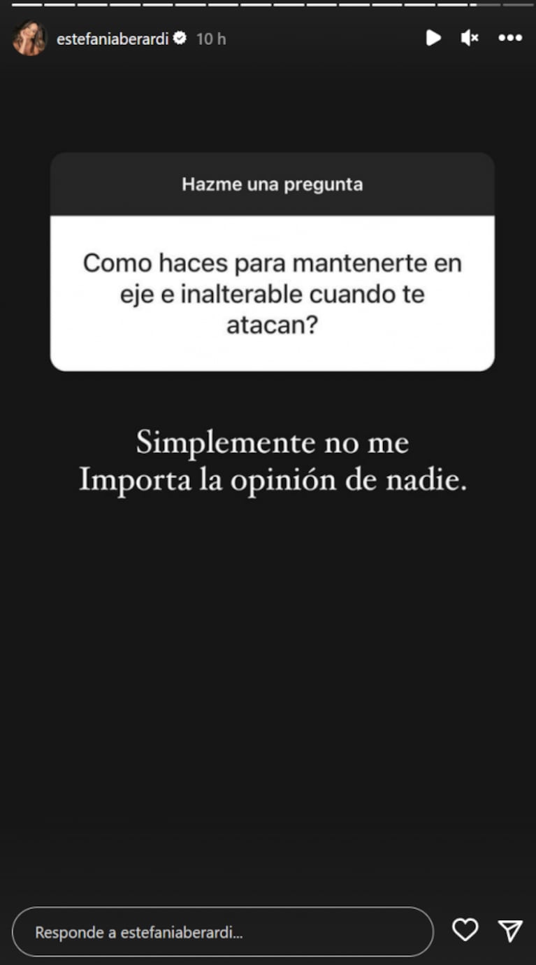 Estefi Berardi reveló su secreto para que nada la afecte: “No me importa la opinión de nadie”