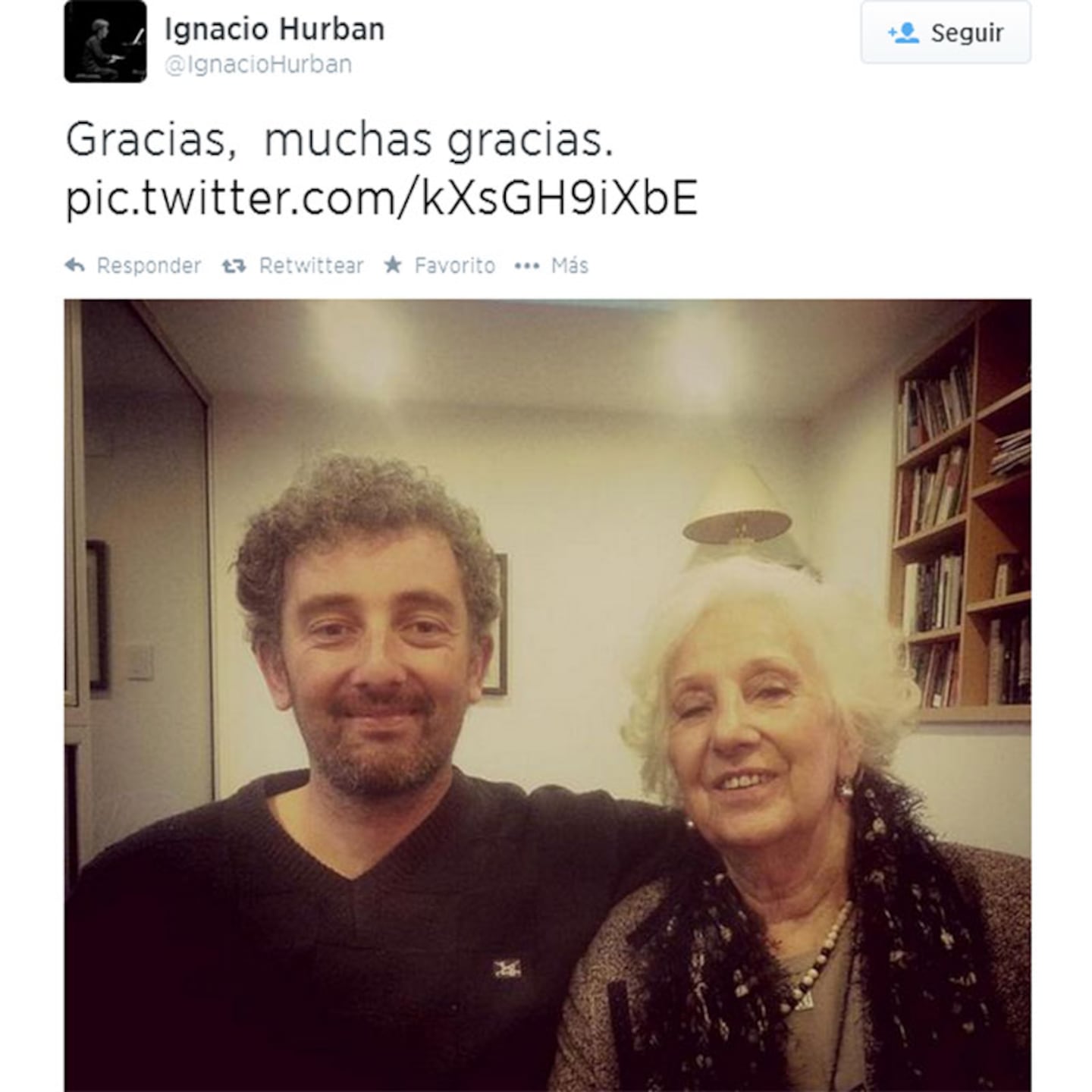 Estela de Carlotto con su nieto Ignacio Hurban (Foto: Twitter)