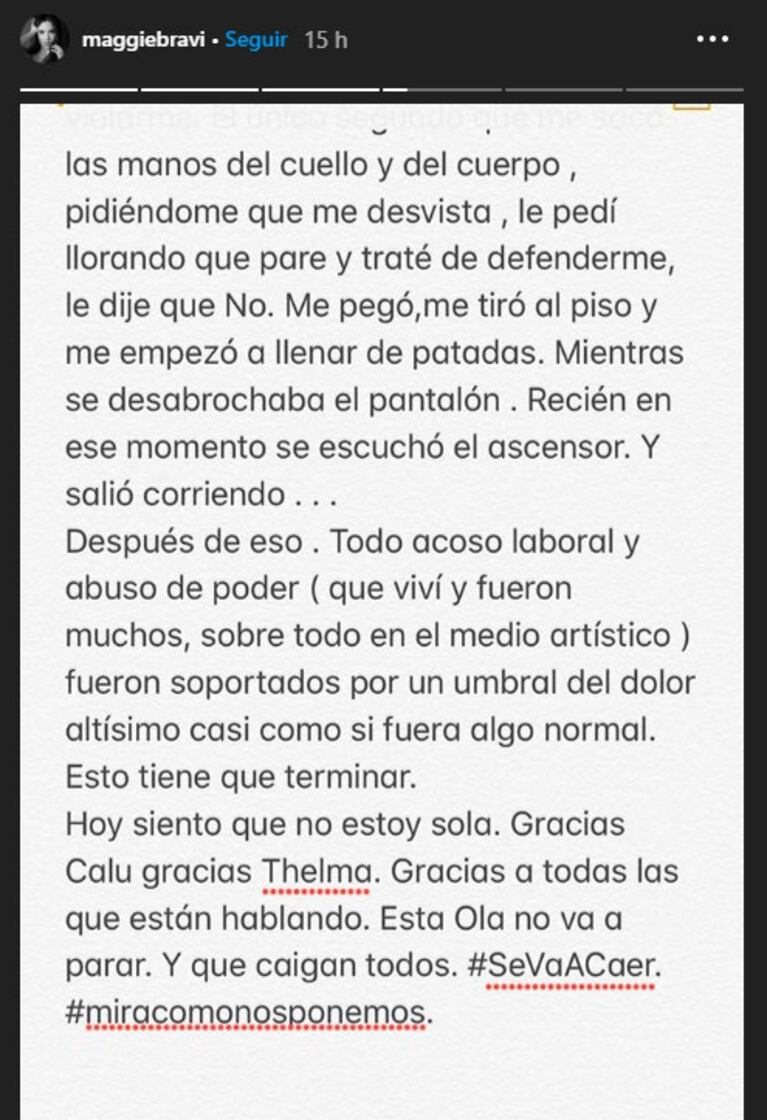 Estremecedor relato de Magui Bravi sobre un intento de violación: "Me pegó y trataba de violarme"