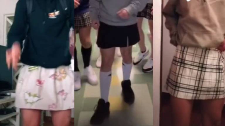 Estudiantes españoles usan pollera para solidarizarse con un compañero