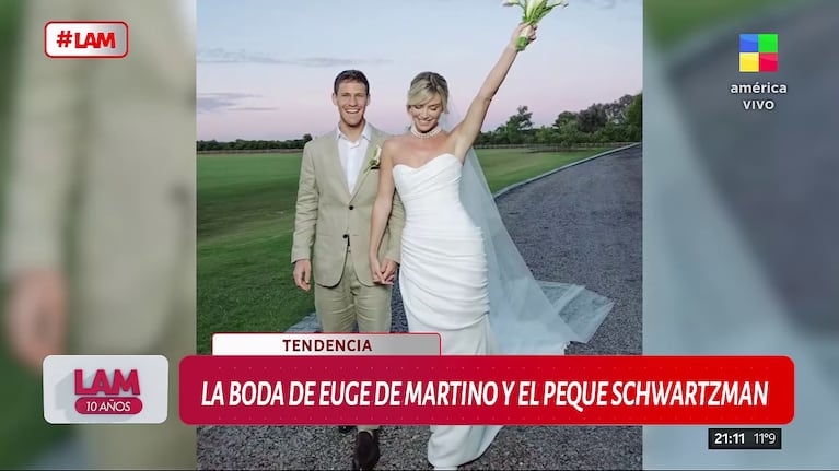 Euge De Martino y Diego Shcwartzman se casaron (Foto: captura de América).