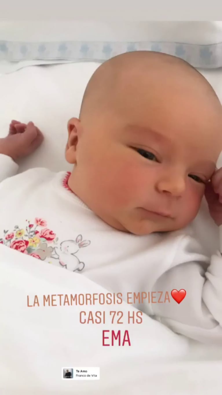 Eugenia Tobal compartió una foto luego de recibir el alta, a tres días del parto de Ema: "¡Nos vamos a casa!"