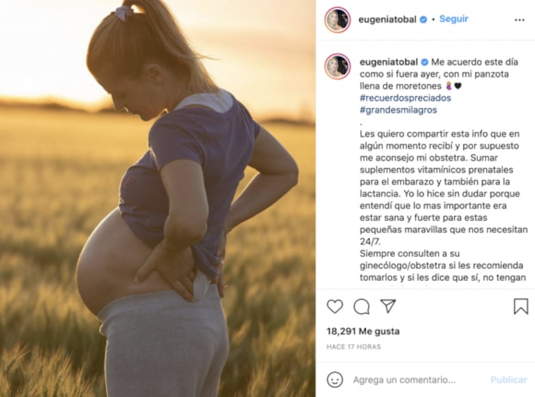 Eugenia Tobal recordó su embarazo y su lucha contra la trombofilia: "Mi panzota llena de moretones"