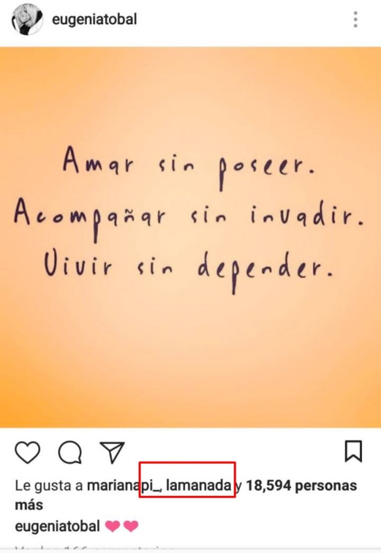 Eugenia Tobal y Francisco García Ibar, súper buena onda en Instagram tras los rumores de romance