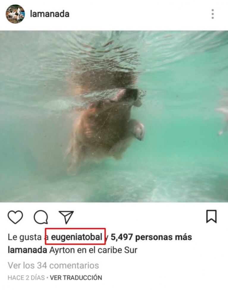 Eugenia Tobal y Francisco García Ibar, súper buena onda en Instagram tras los rumores de romance