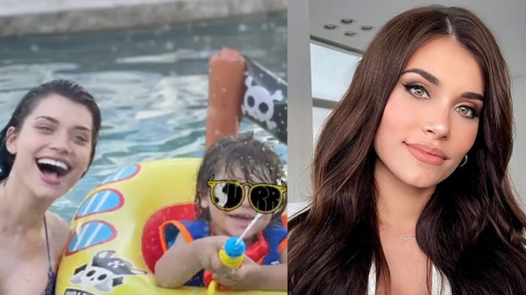Eva de Domici compartió las fotos más lindas jugando en la piscina con su hijito.