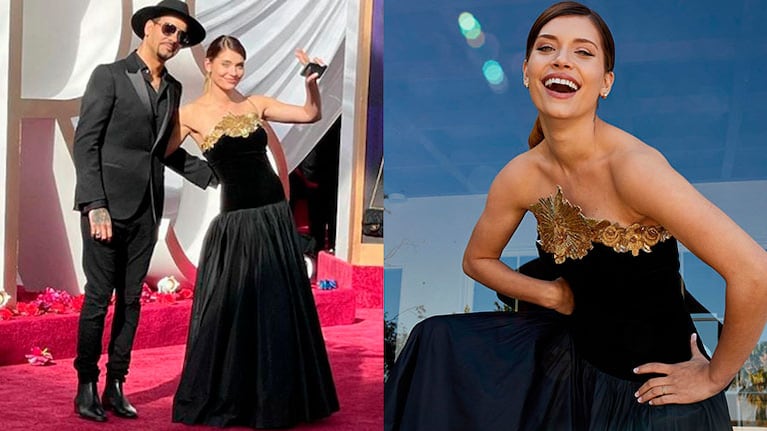 Eva de Dominici y Eduardo Cruz en la alfombra roja de los Premios Oscars 2022.