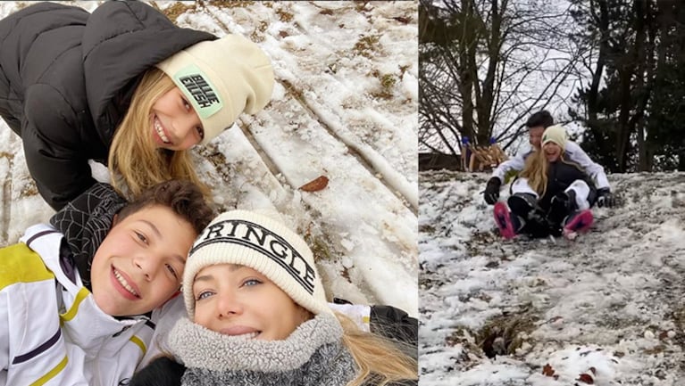 Evangelina Anderson compartió las fotos más divertidas con sus hijos en la nieve.