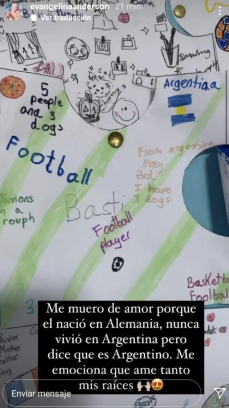 Evangelina Anderson compartió su emoción por el amor que su hijo siente por Argentina: "Nació en Alemania pero dice que es argentino"
