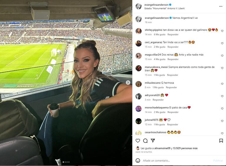 Evangelina Anderson disfrutó del triunfo de Argentina contra Paraguay por las Eliminatorias Mundial 2026