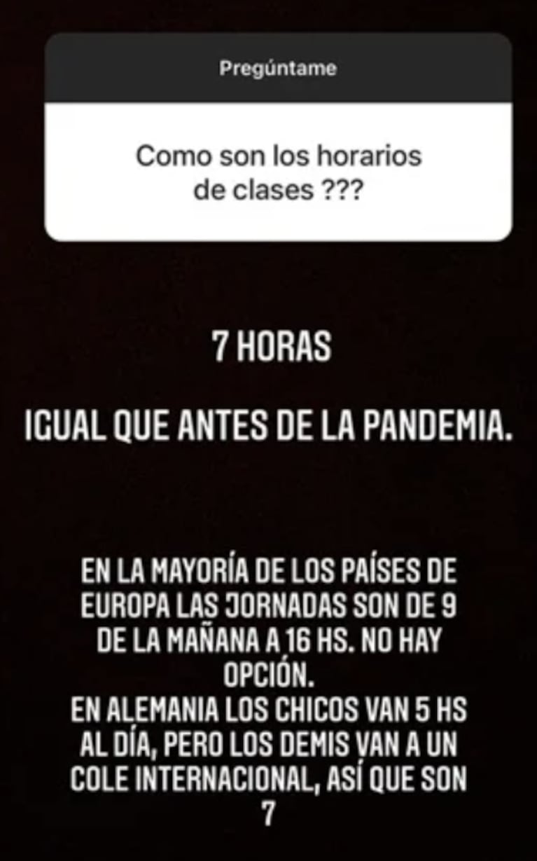 Evangelina Anderson explicó cómo es la situación de las escuelas en Alemania durante la pandemia: "Todo depende de la cantidad de contagios que haya"