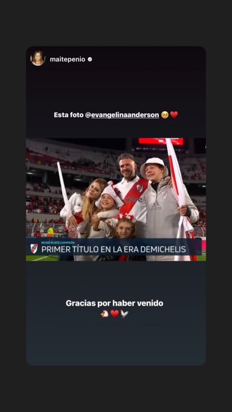 Evangelina Anderson festejó el River campeón de Martín Demichelis con un emotivo mensaje para su marido