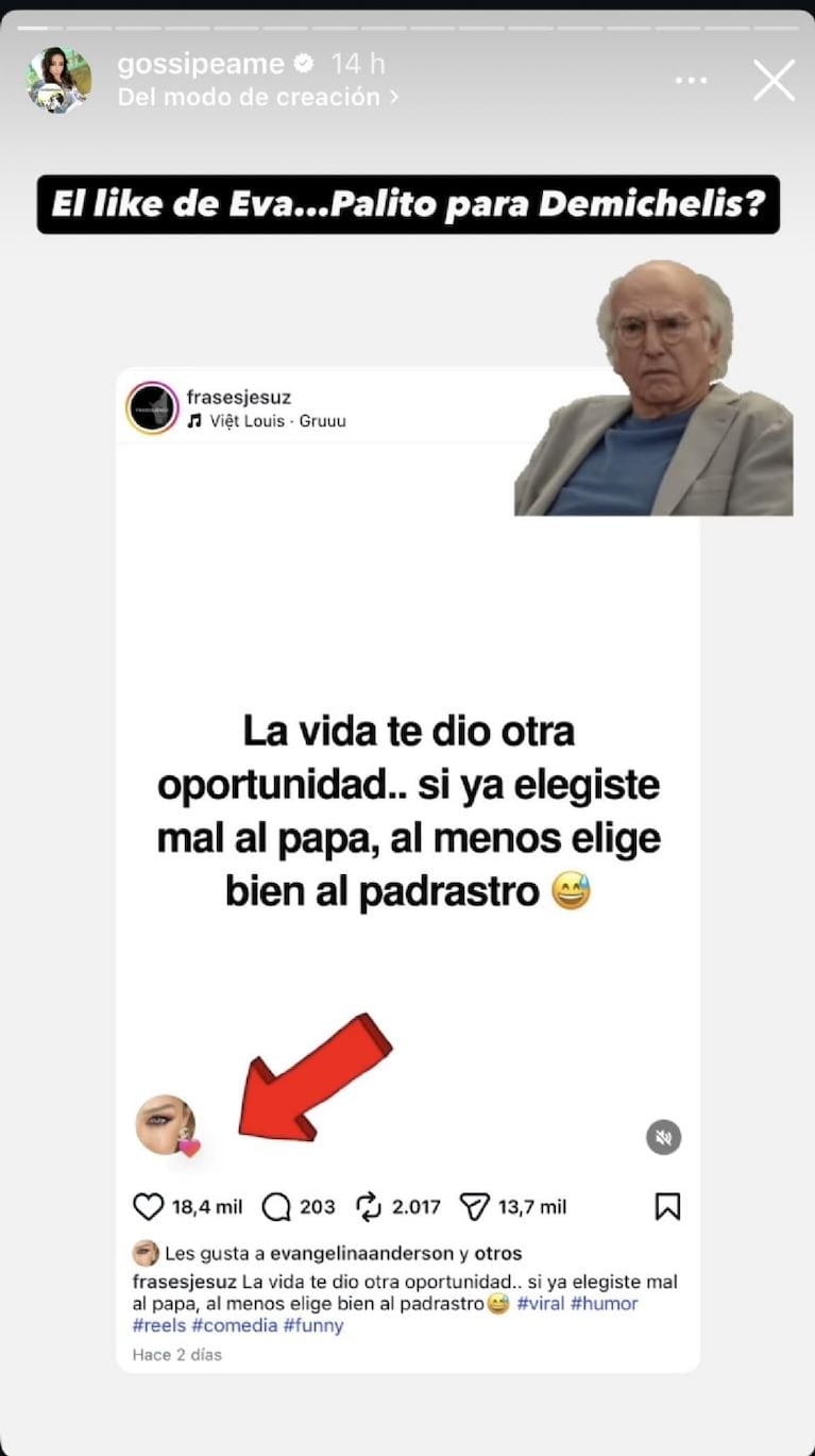Evangelina Anderson reactivó la polémica con Martín Demichelis por un “like”. Crédito: Instagram