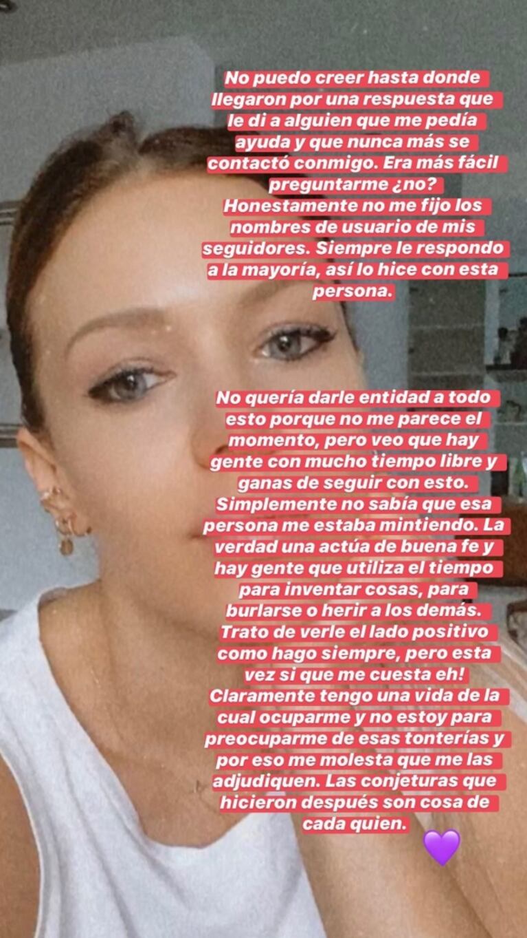 Evangelina Anderson tras ser acusada de simular ayuda en plena pandemia: "No estoy para ocuparme de tonterías"