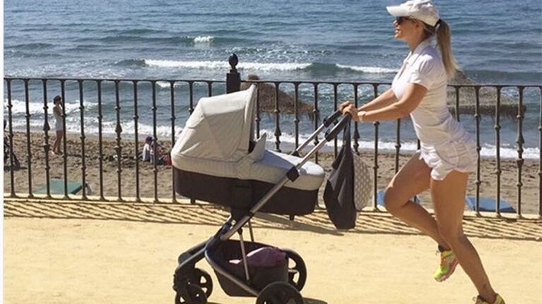 Evangelina Anderson y su entrenamiento junto a Emma, de dos meses. Foto: Instagram.