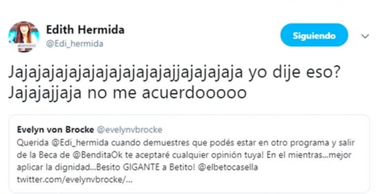 Evelyn von Brocke a Edith Hermida: "Cuando demuestres que podés estar en otro programa, aceptaré tu opinión"