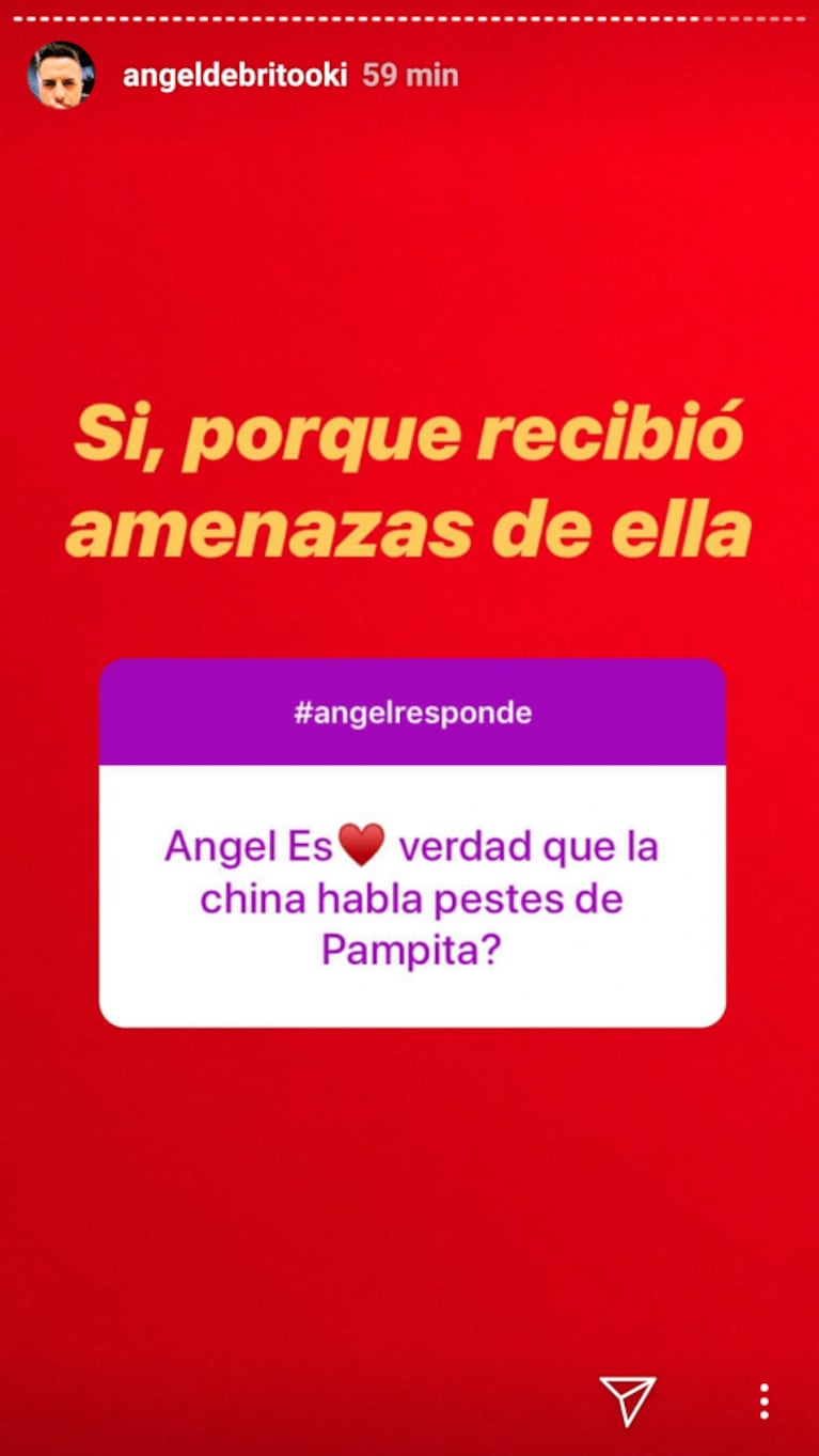 Explosiva frase de Ángel de Brito: "China Súarez habla pestes de Pampita porque recibió amenazas de ella"