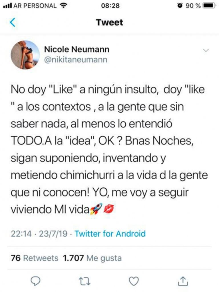 Explosivo mensaje de Nicole Neumann para Rial luego de que él la tratara de "zorrita": "No hay cura para la..."