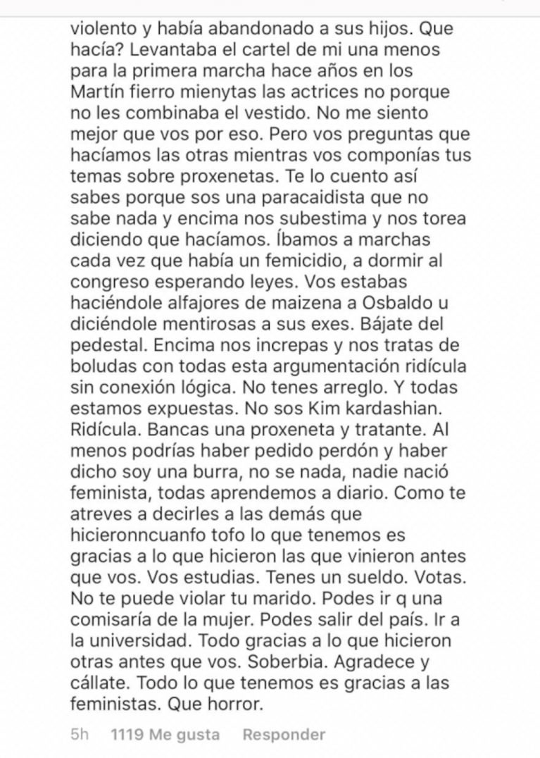 Explosivo posteo de Carolina Aguirre contra Jimena Barón: "Ridícula, saliste con un proxeneta y le decías mentirosas a las ex de Osvaldo"