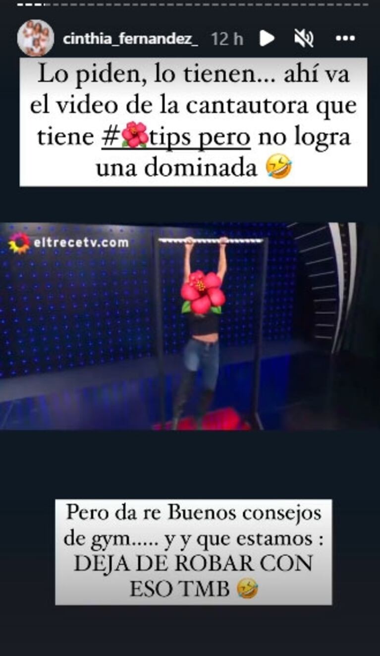 Explosivo posteo de Cinthia Fernández contra Floppy Tesouro: "Que deje de robar con eso también"