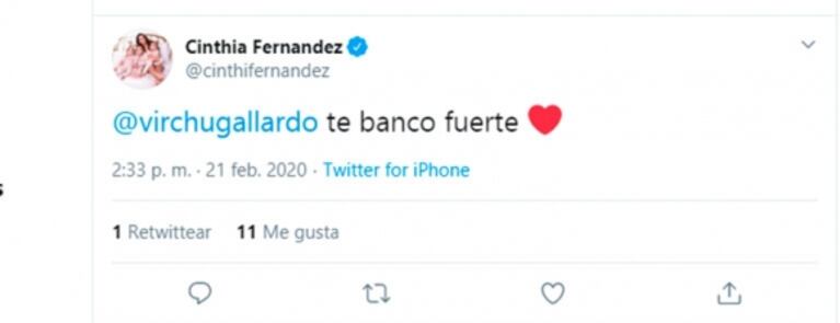 Explosivo respaldo de Cinthia Fernández a Virginia Gallardo tras su escandalosa salida de Polémica: "Somos bastantes a las que nos pasó"