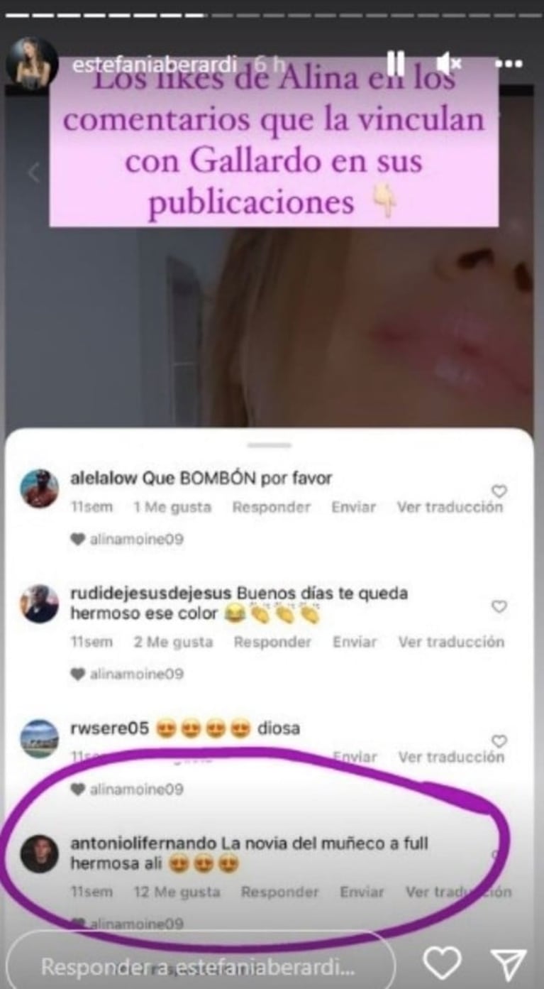 Explosivos "me gusta" de Alina Moine sobre su relación con Marcelo Gallardo