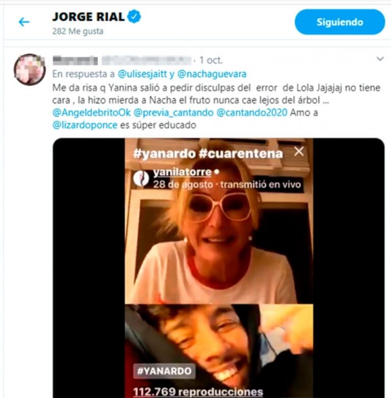 Explosivos "me gusta" de Jorge Rial contra Yanina Latorre por el escándalo de Nacha: "¿Hay gente que idolatra a la enferma? Una imbécil"