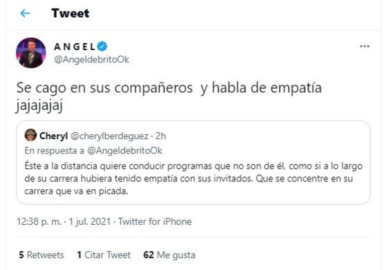Explosivos retweets de Ángel de Brito contra Jorge Rial y su pasado profesional, tras tildar a LAM como "picadora de carne"