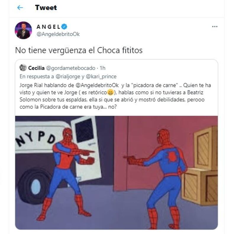 Explosivos retweets de Ángel de Brito contra Jorge Rial y su pasado profesional, tras tildar a LAM como "picadora de carne"