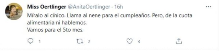 Explosivos tweets de la madre del hijo mayor de Daniel Osvaldo contra el exfutbolista: "Das vergüenza ajena"