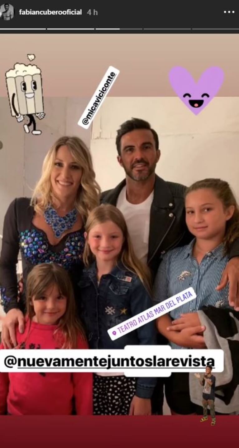 Fabián Cubero fue con sus hijas a ver el debut de Mica Viciconte como vedette en Mar del Plata