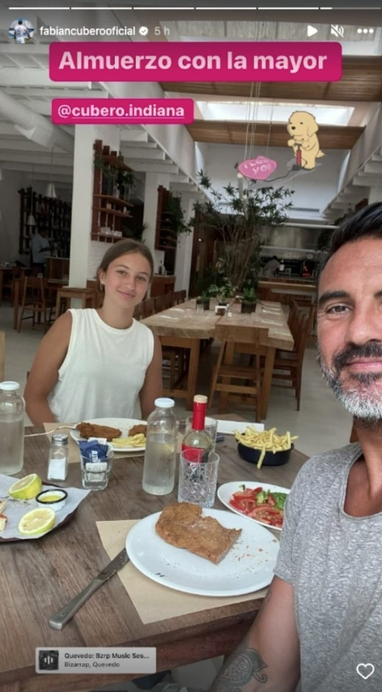 Fabián Cubero mostró el emotivo reencuentro con su hija Indiana en Mar del Plata