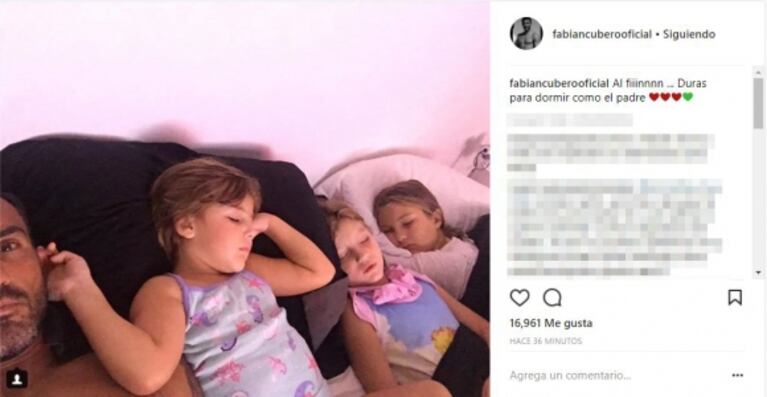 Fabian Cubero y su foto en la cama con sus hijas tras la polémica con Nicole Neumann