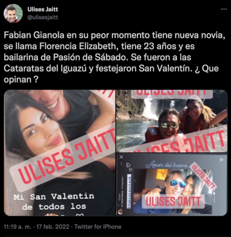 Fabián Gianola se mostró enamorado de su nueva novia en medio de las denuncias en su contra: "Tiene 23 años y es bailarina"